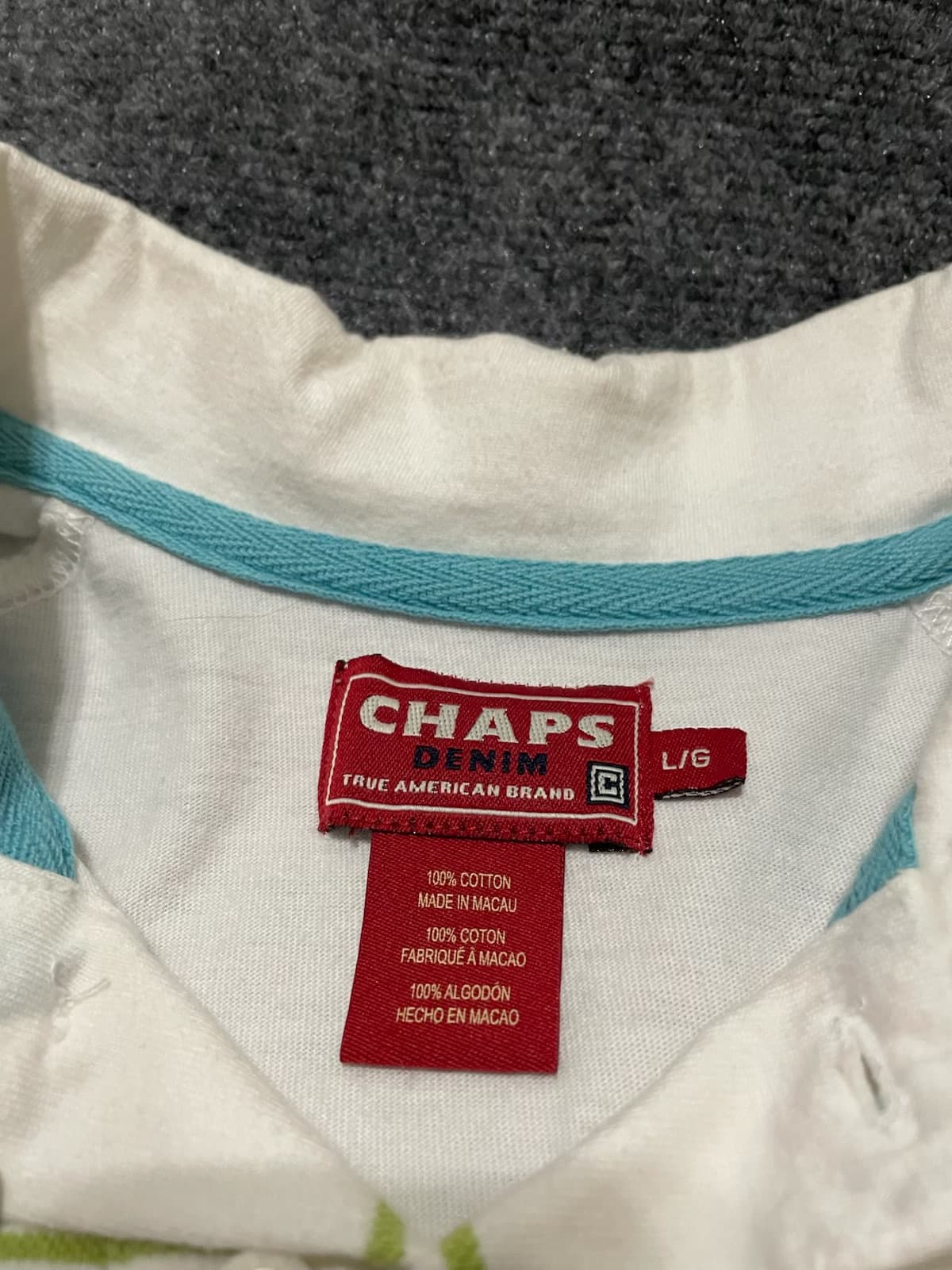 Chaps Denim Striped Polo Shirt L/G - Thumbnail 2